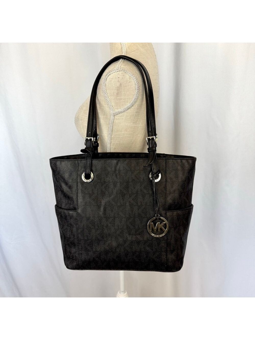 MK Designer Michael Kors Jet Set Logo Black Tote